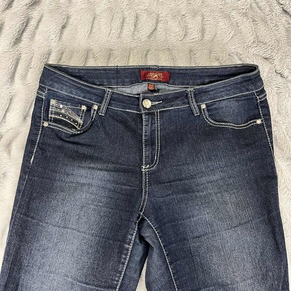 One 5 One Jeans Women Size 10 Bootcut Dark Wash Stretch Embellished Denim Rodeo - Picture 3 of 8